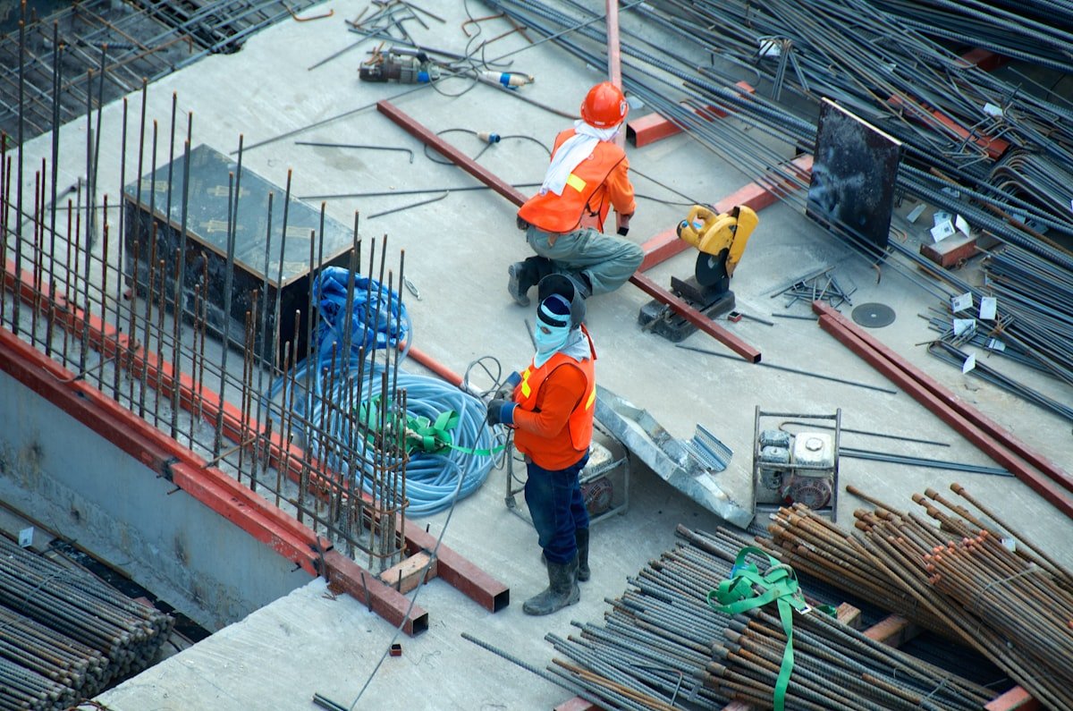 Raft foundation concrete slab under construction