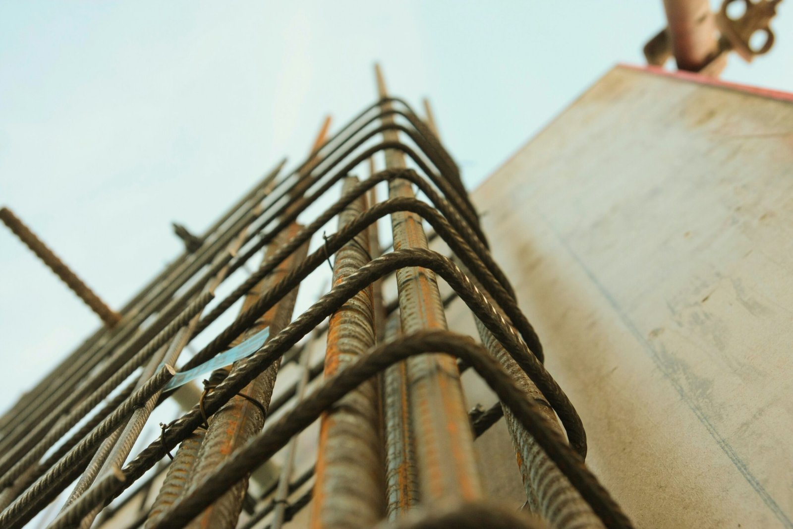 Rebar reinforcement steel bars on a construction site