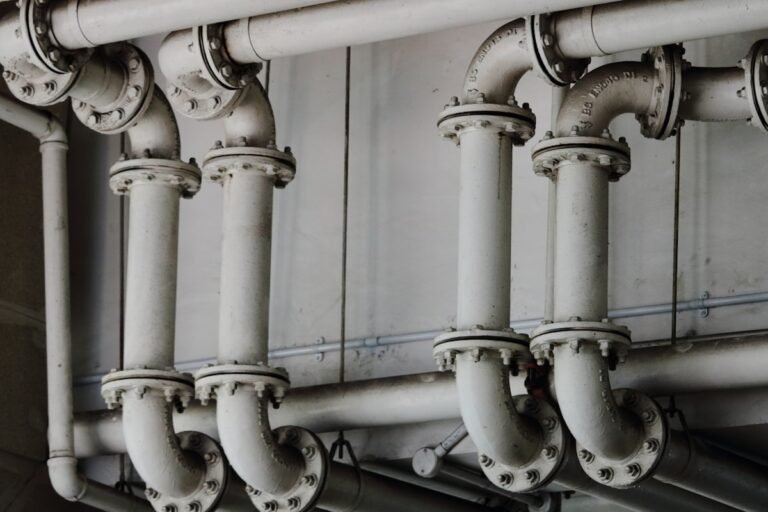 Plumbing pipes in a residential building wall