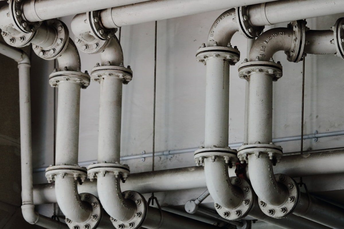 Plumbing pipes in a residential building
